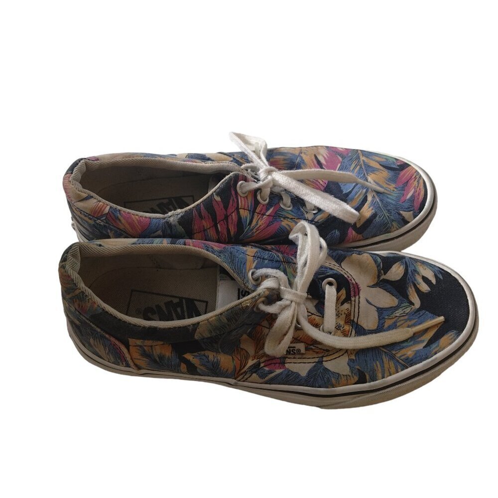 Vans Women's Size 6 Low Top Lace Up Shoes Floral Flowers Sneakers Tropical - Picture 2 of 7